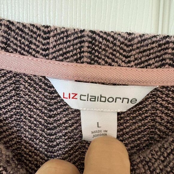 Liz Claiborne Brown Knitted Shirt with Pink Buttons. Size L. - Picture 2 of 3